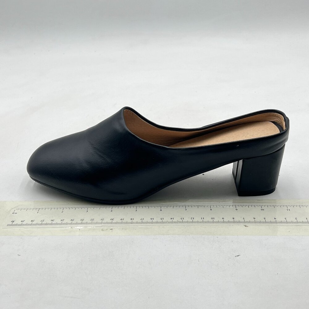 Women’s Black Slip-On Block Heel Mule